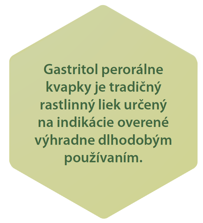 Gastritol perorálne
kvapky je tradičný
rastlinný liek určený
na indikácie overené
výhradne dlhodobým
používaním.